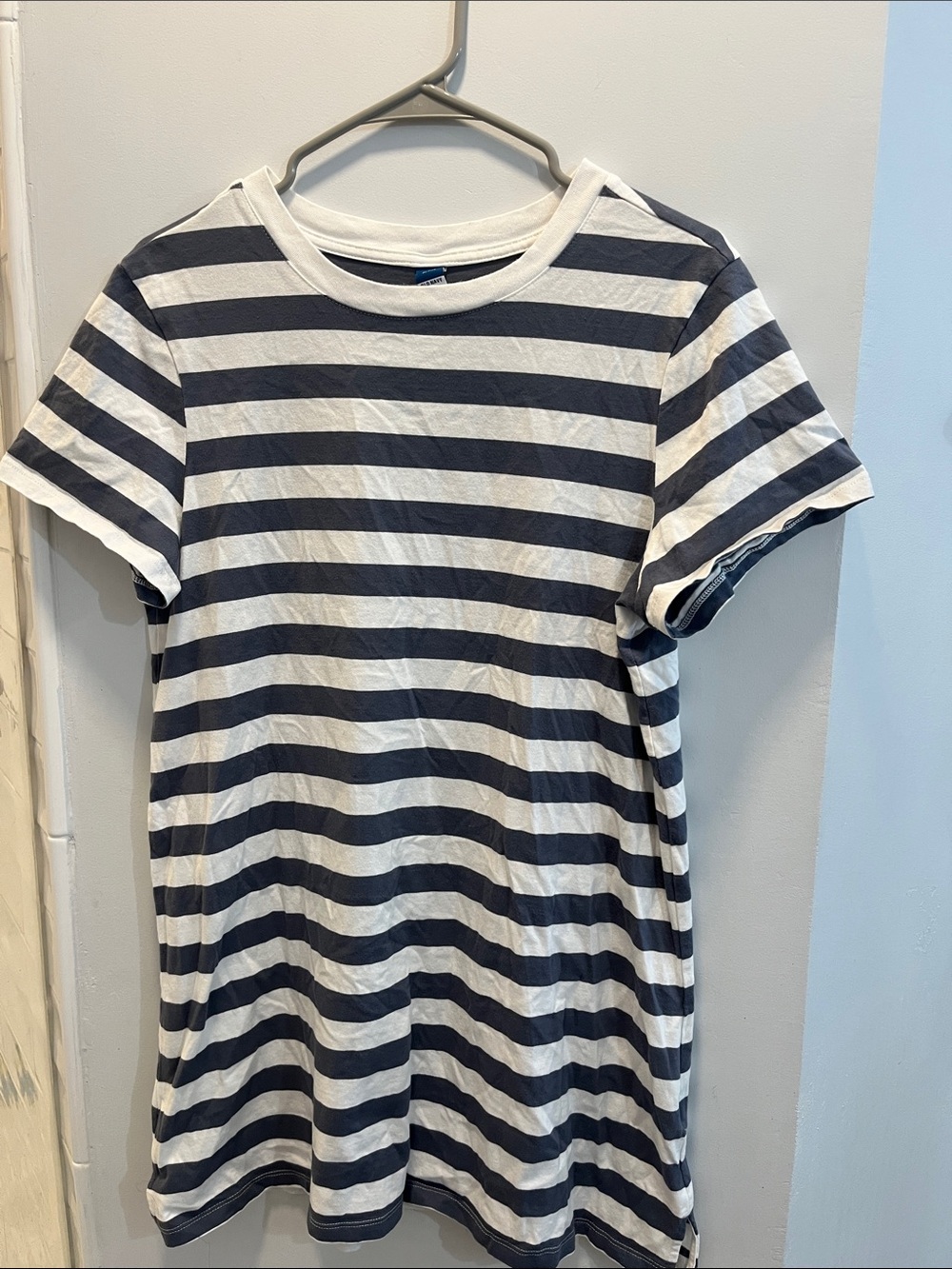 Old Navy Grey & White Striped Tee Shirt  Dress